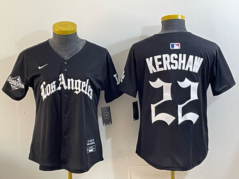 Women Los Angeles Dodgers #22 Kershaw Black 5th Jointly Name 2026 Nike MLB Jersey style 06->women mlb jersey->Women Jersey